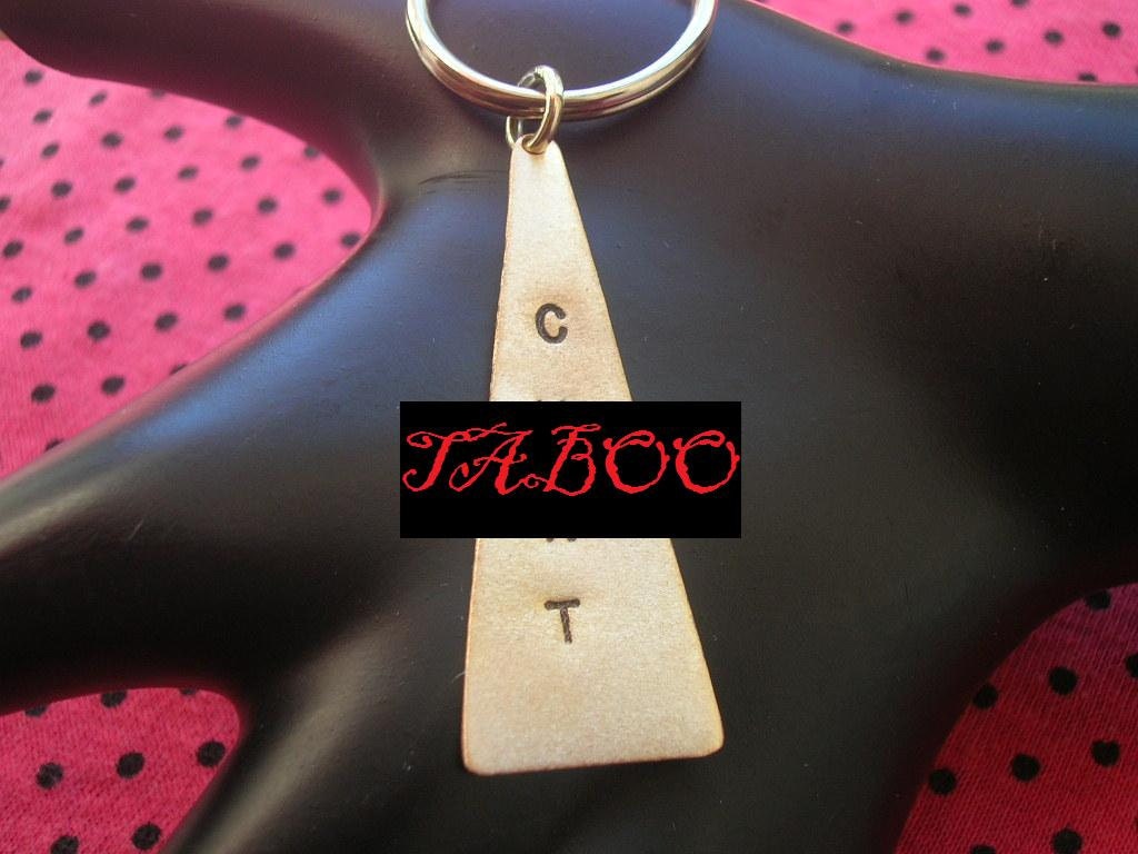 CUNT Keychain--Stamped Brass Triangle Keychain, Men's Keychain, Sex, Whore, Slut, Unisex, Metal Keychain, Metal Taboo