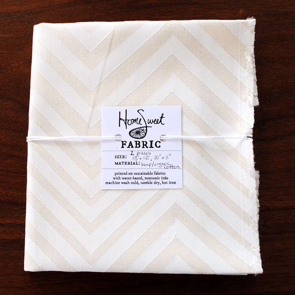 Two Small Block Printed Fabric Remnants- 13" x 12", 10" x 11"
