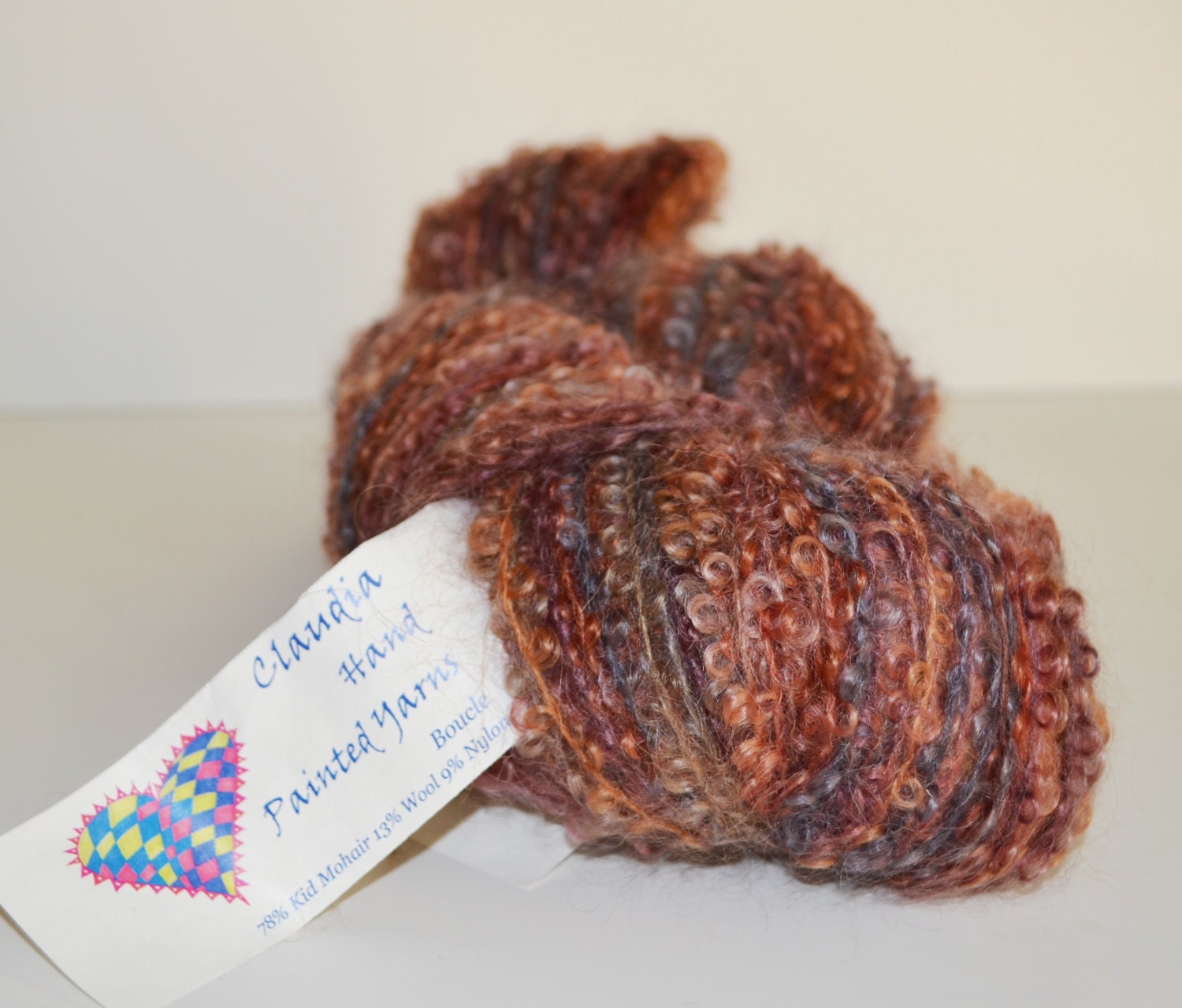 Claudia Hand Paints Boucle Yarn,, Huge Skein Designer Yarn, Destash Yarn, Kid Mohair Yarn