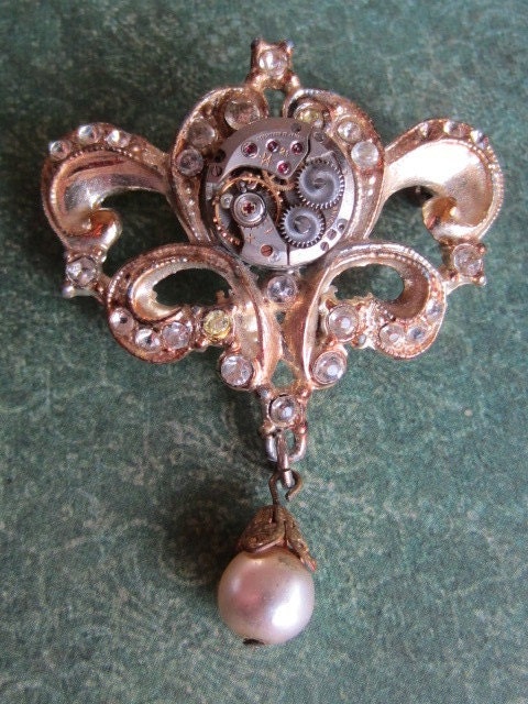 Majestic - Steampunk Brooch Pin - Repurposed - Upcycled Art
