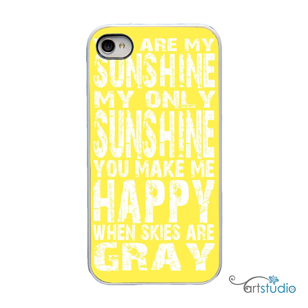 You Are My Sunshine Yellow with White or Black Sides iPhone Case - IPhone 4, 4s, 5 Hard Cover - Fun Bright Art Unique Trendy  - artstudio54