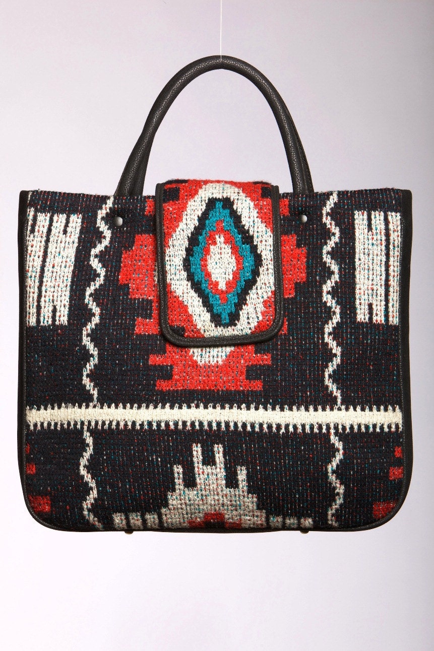 Eco-fashion Southwestern top handle structured Tote bag