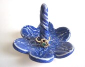 Ring holder in deep blue ring dish ring bowl Hand made ceramic pottery