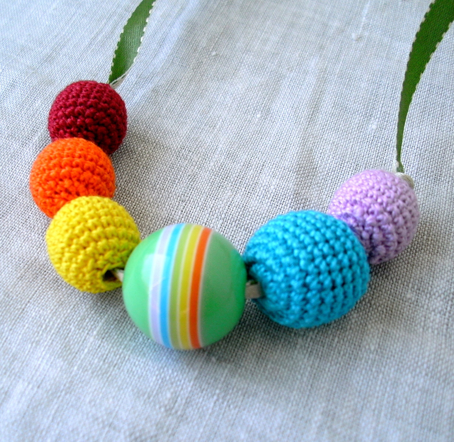 Rainbow Necklace - Crochet Beads Necklace - Children's Necklace - Crochet Jewelry - Baby Necklace