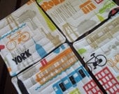 Fabric Coasters Set of 4 New York City Colorful Iconic NYC