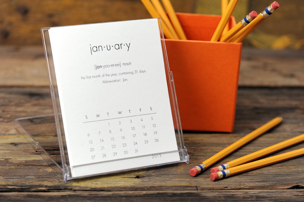 2013 Desk Calendar - 35% OFF SALE - Dictionary Definition Language Simple Desktop Stand