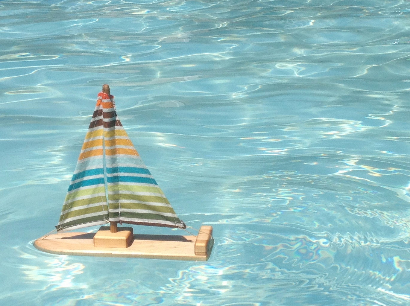 Fun Stripes Wooden Sailboat
