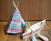 Summer Camp/ Native American Garden Playset- canoe, paddles, teepee, camper