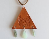 Leather Stamped Necklace Skull with Feathers
