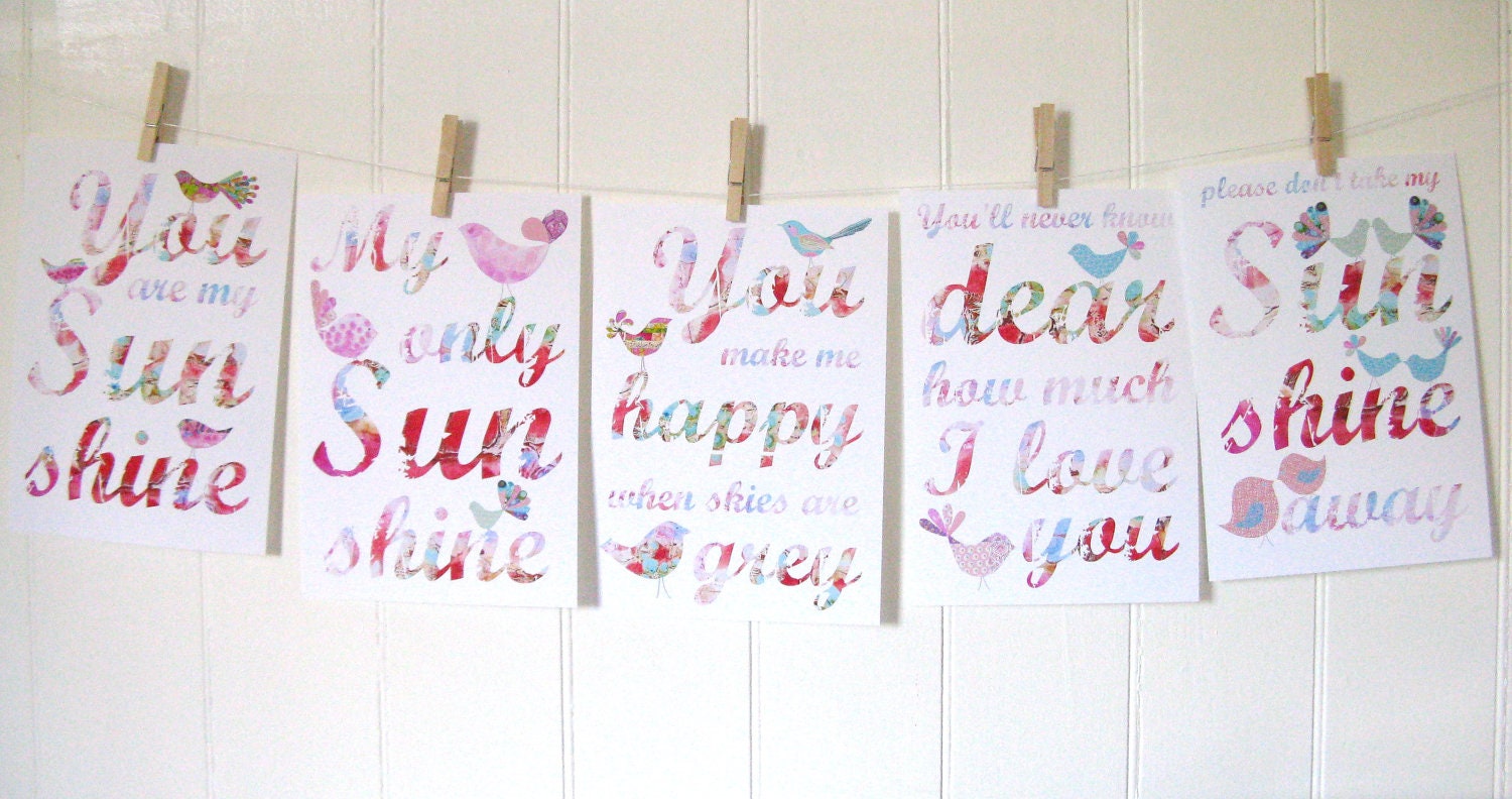 PINK Full Set You Are My Sunshine 5 prints