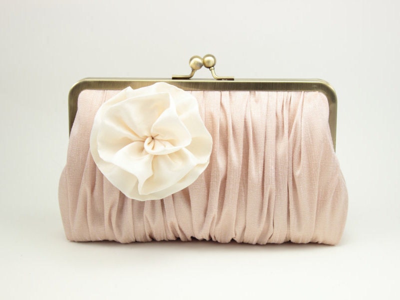 Bridesmaid Clutch / Monogram Clutch / Pink Bridal Clutch / Blush Clutch Purse (Pomp & Posy Clutch : Ivory on Blush)