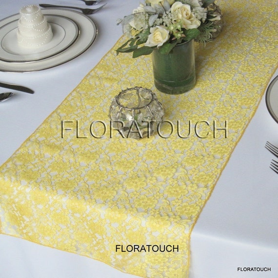 Runner wedding  floratouch Wedding Etsy Yellow on Table by yellow table Lace runner