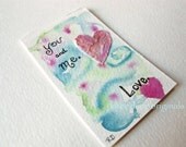 Love ACEO original mixed media miniature art romance for lover spouse heart shelf decor