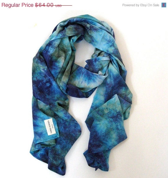 SALE Aquamarine Hand Dyed Scarf