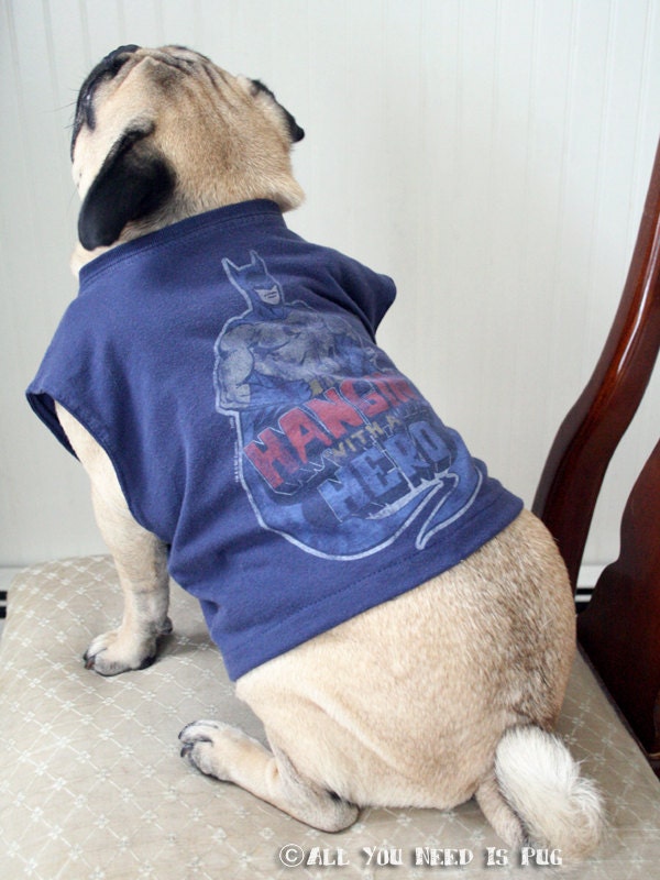 Dog Tee- Upcycled Batman Dog Tshirt - One of a Kind