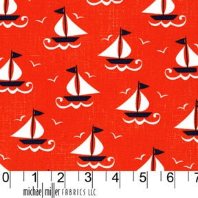 Ahoy Matey - Ship Shape in Clementine - SKU DC5532 - by Michael Miller Fabrics - 1 Yard