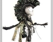 Mad Max... Black Feather Mohawk with Pewter Studs