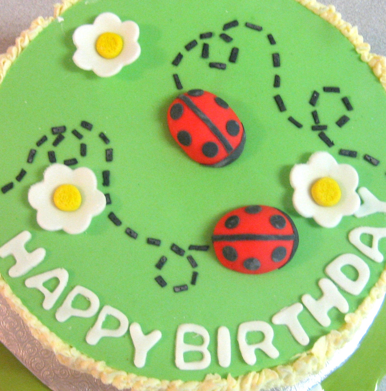 LADY BUG Insta-Cake Kit - Edible Fondant Cake Topper with Polka Dot Decorations Il_170x135