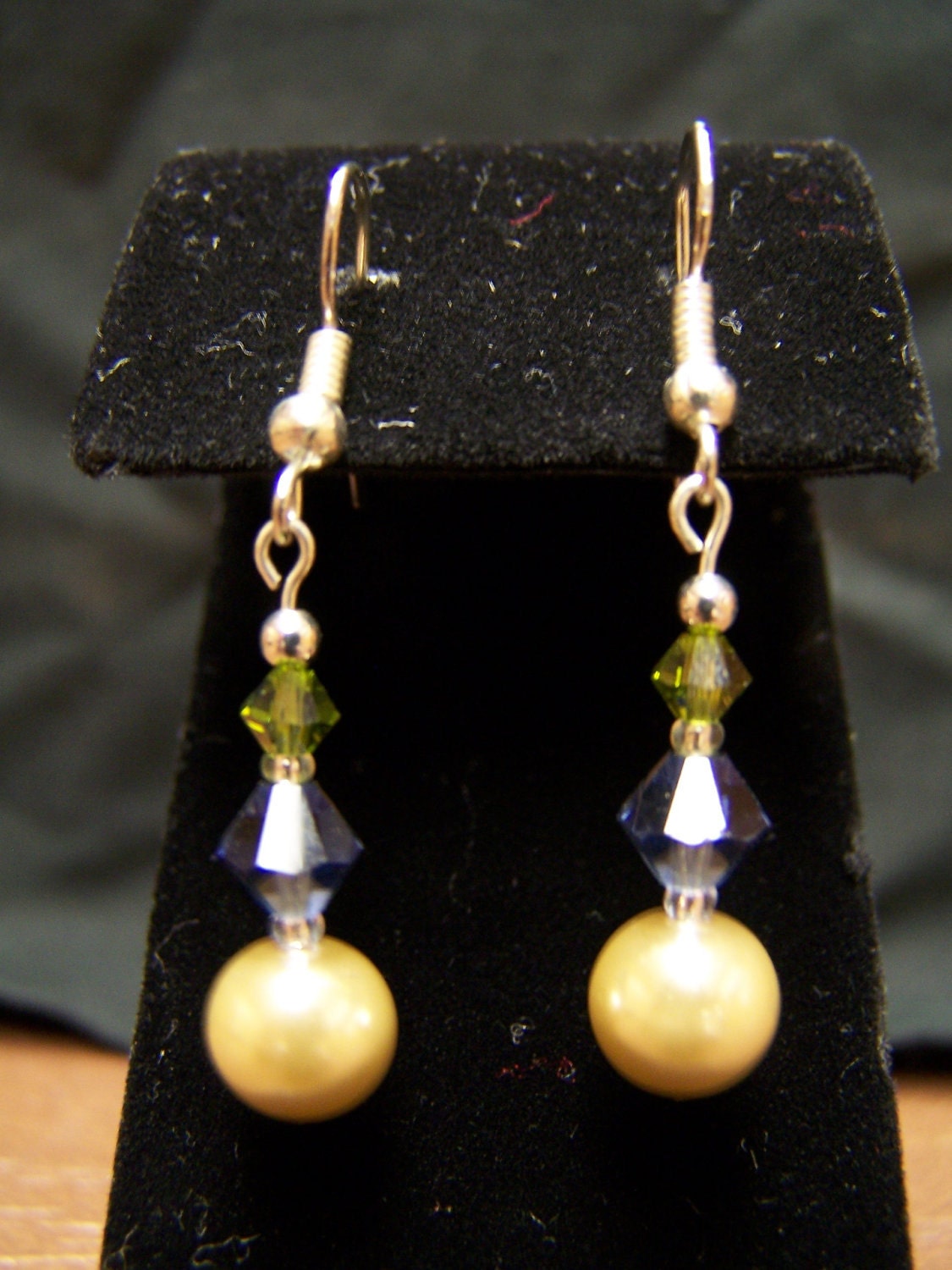 SALE - Golden Swavorski Pearl and Crystal Earrings