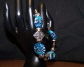 Light Blue Lampwork Stretch Bracelet