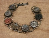 Button Jewelry - Upcycled Antique Picture Button Bracelet