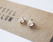 5-6mm Herkimer Diamond and Gold Filled stud earrings