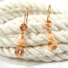 Pink Coral Earrings, Copper Spirals, Artisan Earrings, Spiral Earrings