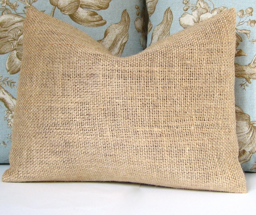 Small Throw Pillow Natural Burlap 12" x 16"  Lumbar