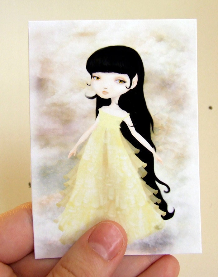 ACEO ATC Artists Trading Card Fairy Elf Girl "Sabrina" Premium Fine Art Mini Print 2.5x3.5
