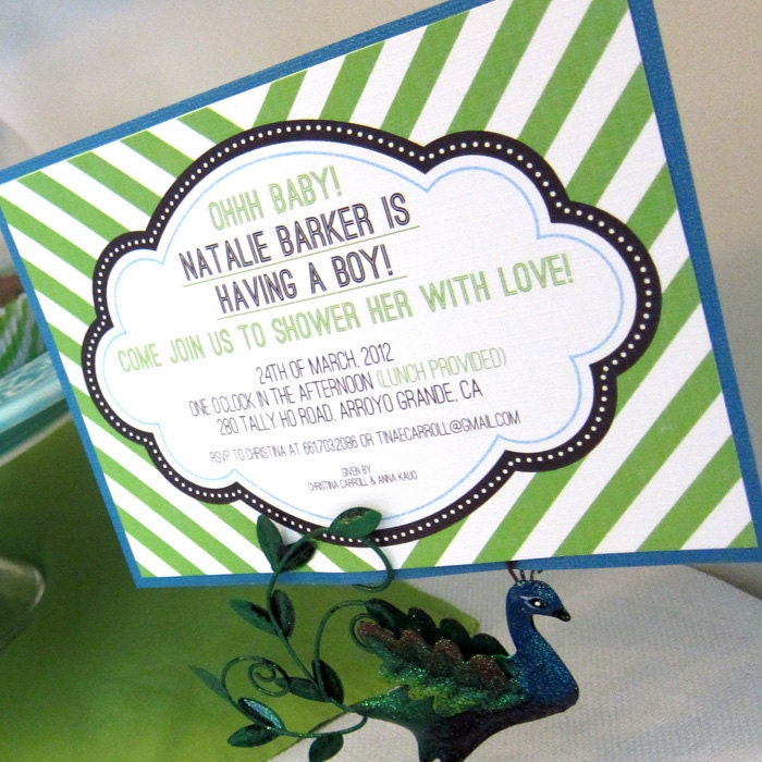 Ohhhh Baby Striped Baby Shower Printable Invite Package