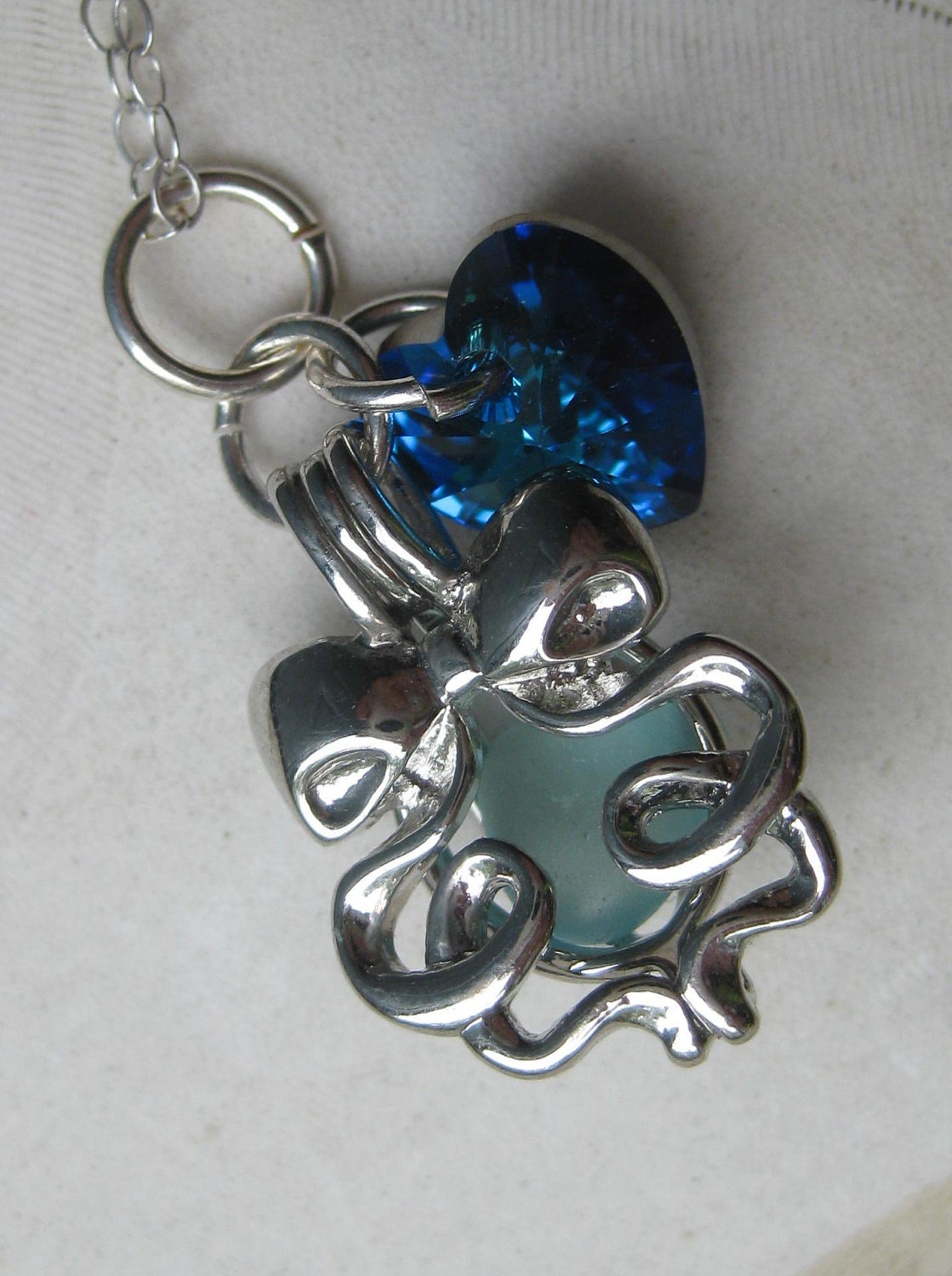 Sea Glass Necklace - Aqua Sea Glass Gift Wrap Locket - A Sea Glass Gift from The Heart