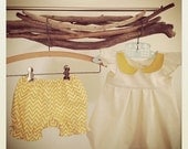 Organic girls dress and bloomers mustard chevron