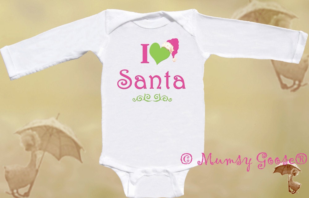 Funny Christmas Onesie Long Sleeve Baby Bodysuit Pink and Lime Green by Mumsy Goose Newborn Rompers to Kids Tees