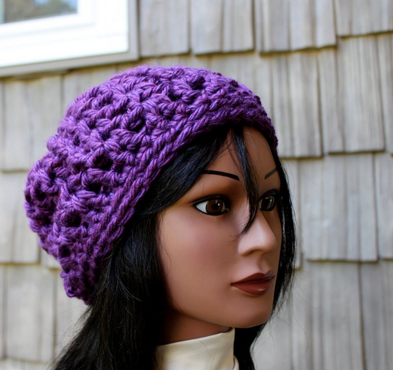 Chunky VStitch Deep Purple Slacker Hat - READY to SHIP