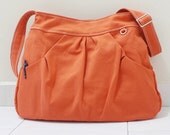 MAY Sale - Orange Canvas Women Single Strap, shoulder bag, Cross body Sling bag, Handbag - Pleated Hoodie Market Bag
