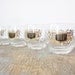 vintage VIP roly poly tumblers / mid century 1960s barware / vintage black and gold cocktail glasses