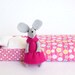 Pink Felt mouse in matchbox bed