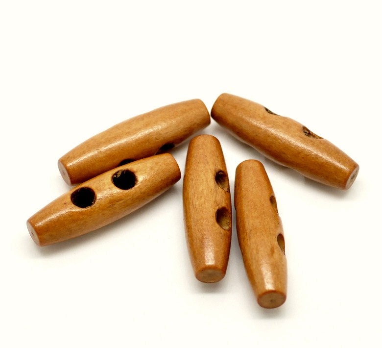6 wooden Toggle Buttons - 4 x 1.2 cm  (BB121B)