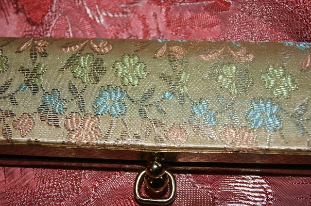Sassy 1960's MAD MEN Silk Gold Brocade Eye Glasses Case for Cat Eye Glasses