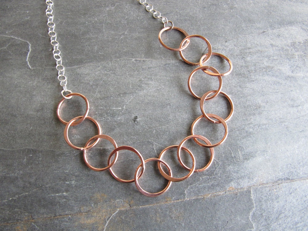 Chunky Copper Rings Necklace