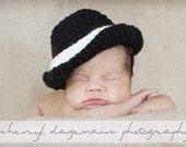CROCHET PATTERN  - Digital Download  Lil' Gangsta Trilby Fedora Hat - NEWBORN  -  Great Photography Prop pattern