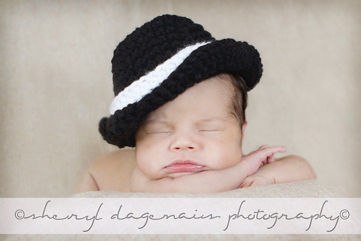 CROCHET PATTERN Digital Download -  Lil' Gangsta Trilby Fedora Hat - NEWBORN  -  Great Photography Prop pattern