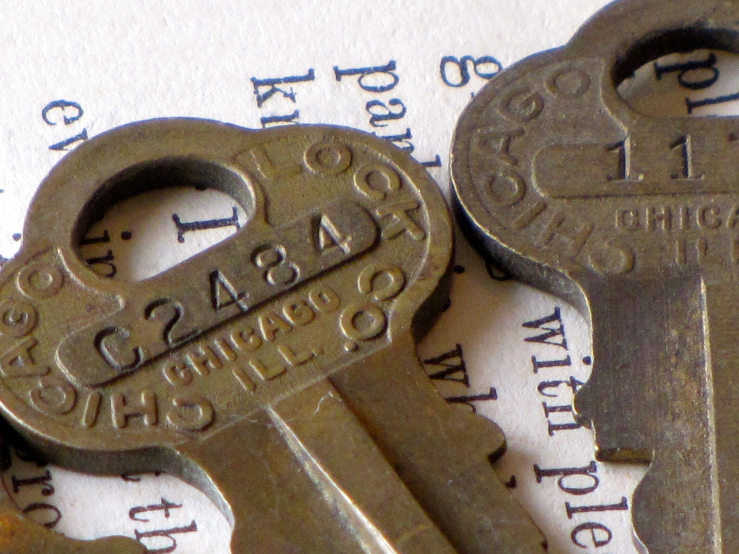 Chicago Lock Company Brass Engraved Keys By SweetAnnabelle