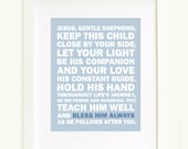 Bless Him Always 8x10 art print prayer in blue and white