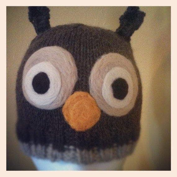 Knitwit Knits Owl Hat -- PATTERN-- PDF, 8 sizes available, emailed within 24 hours