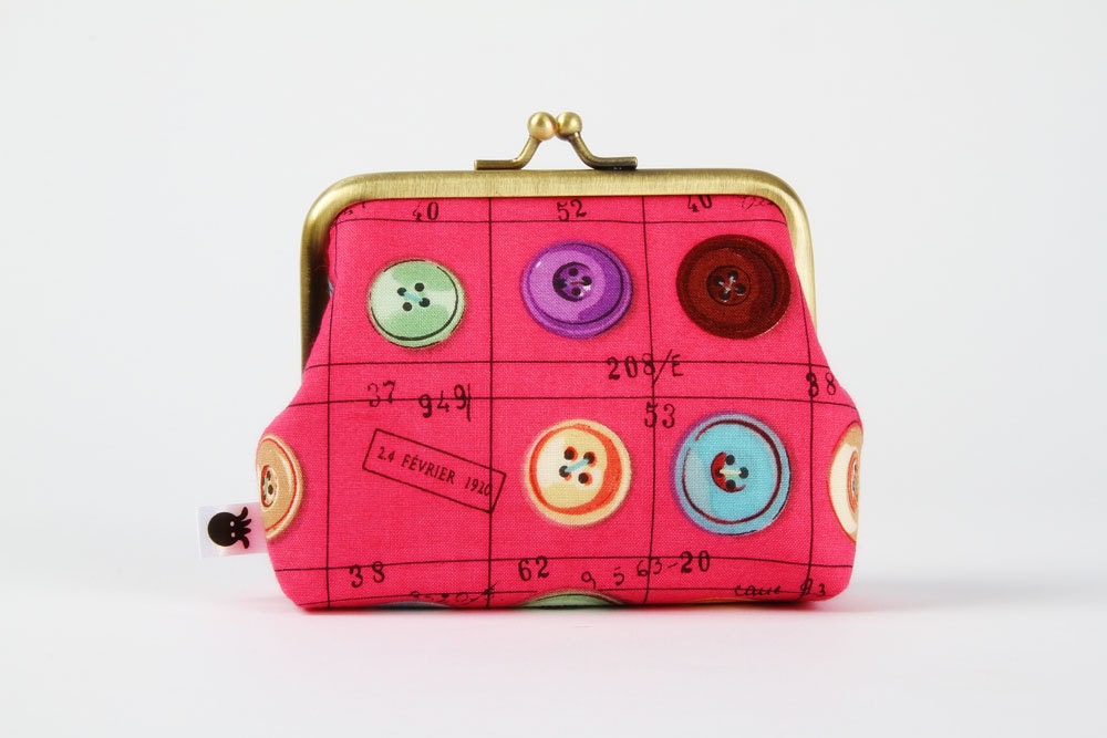 Deep dad - Colorful buttons on pink - metal frame purse