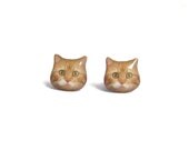 Cute Super Fat Orange Cat Kitten Stud Earrings - A14E84