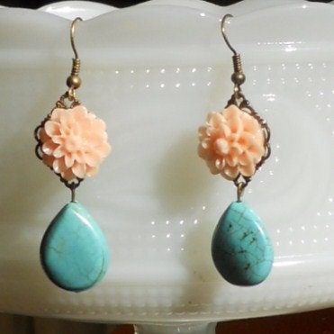 Peach Flower Earrings