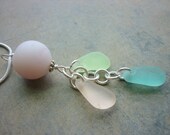 Pink Sea Glass Necklace -  Seaglass Marble Aqua and Sea Foam Colors Windchime