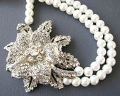 Bridal Jewelry Statement Necklace Wedding Jewelry Flower Necklace Pearl Bridal Necklace